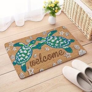 1pc Turtle Design Welcome Non-Slip Floor Mat 15" x 24"